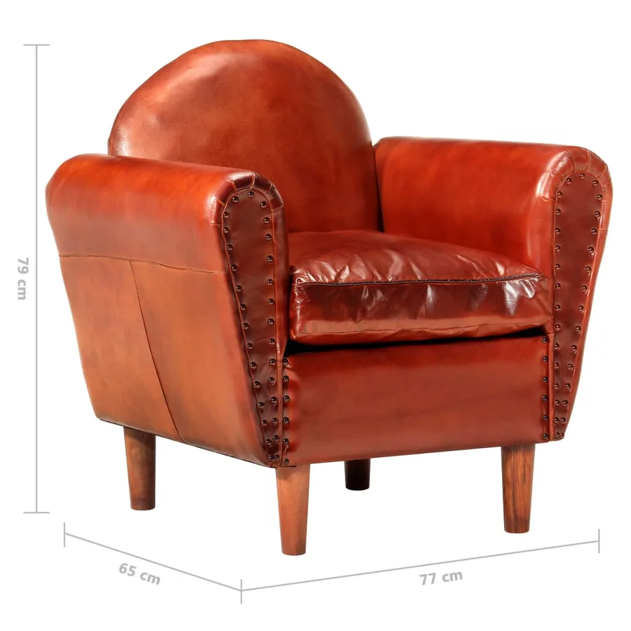 Chaise cabriolet Marron 77x65x79 cm Cuir véritable - 7