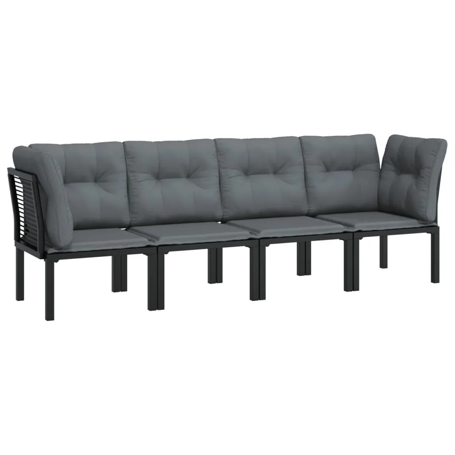 Salon de jardin 4 pcs noir et gris résine tressée - 2