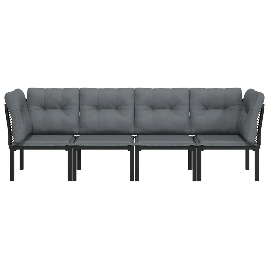 Salon de jardin 4 pcs noir et gris résine tressée - 3