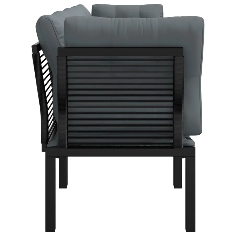 Salon de jardin 4 pcs noir et gris résine tressée - 4