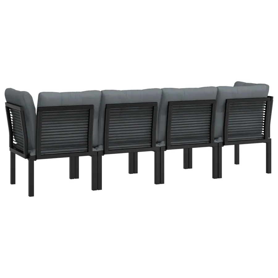 Salon de jardin 4 pcs noir et gris résine tressée - 5