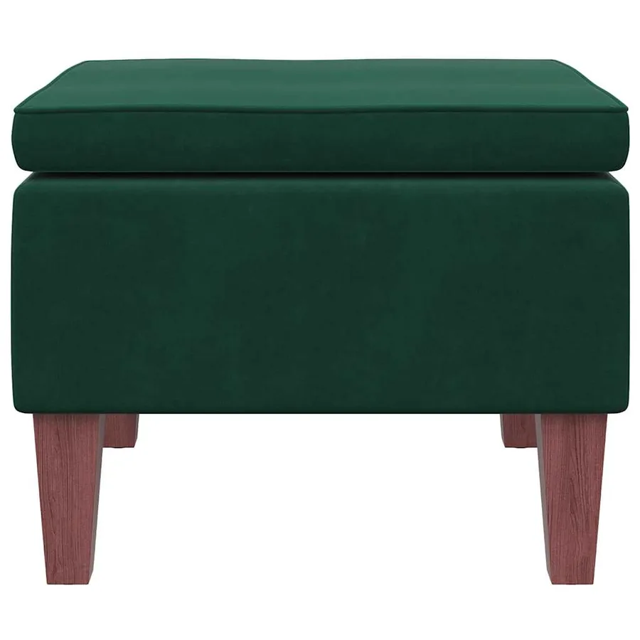 Tabouret avec pieds en bois Vert foncé Velours - 3