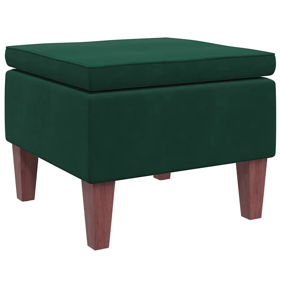 Tabouret avec pieds en bois Vert foncé Velours - 5