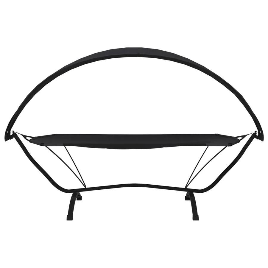 Lit de repos d'extérieur avec auvent Noir Acier et tissu Oxford - 3