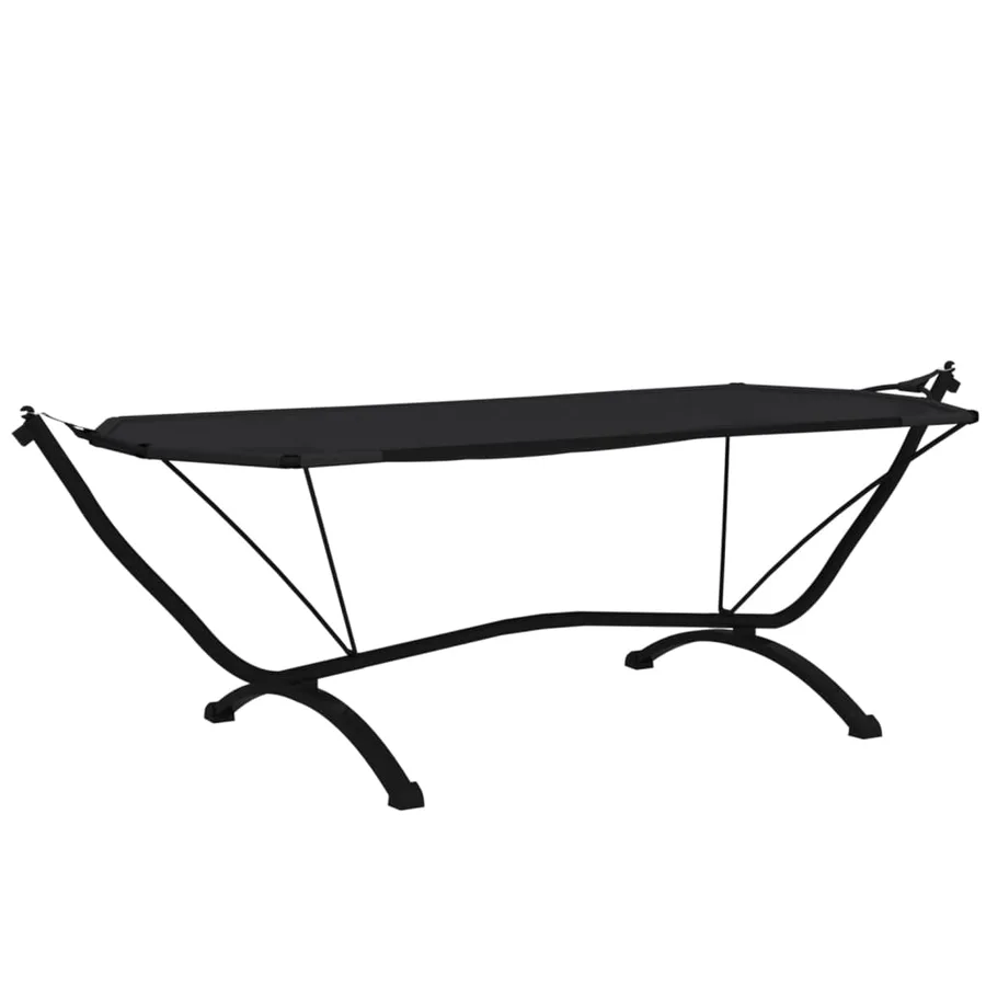 Lit de repos d'extérieur avec auvent Noir Acier et tissu Oxford - 5