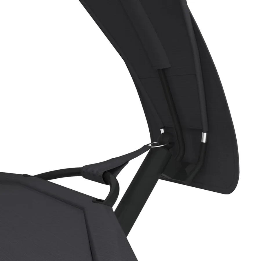 Lit de repos d'extérieur avec auvent Noir Acier et tissu Oxford - 6