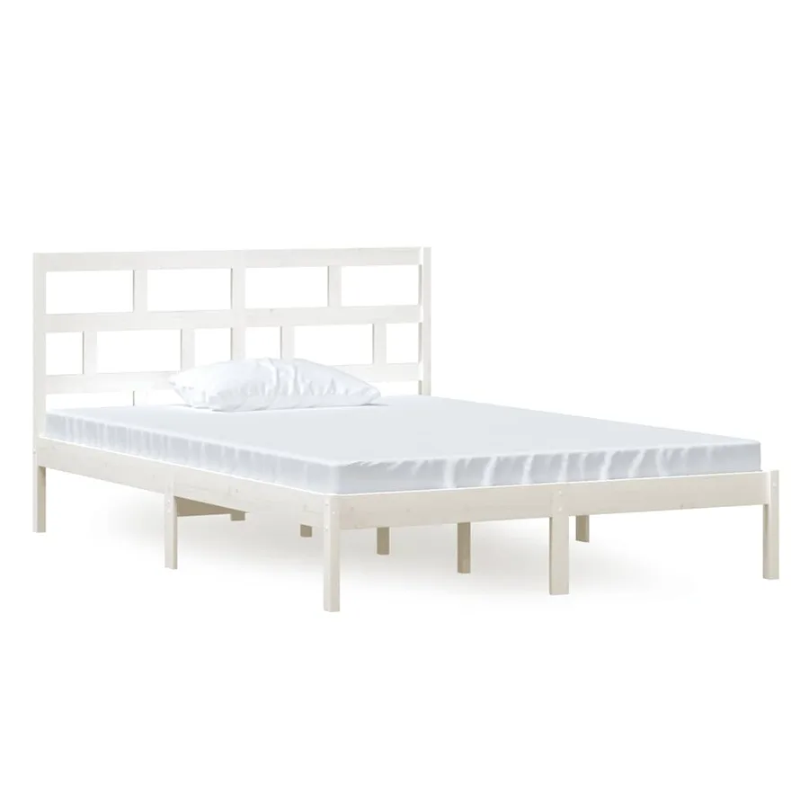 Cadre de lit sans matelas blanc bois massif 140x200 cm - 2