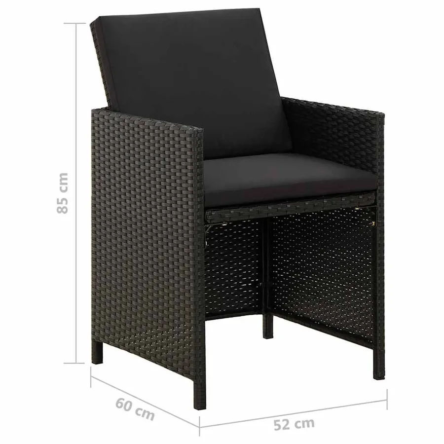 Chaises de jardin lot de 2 avec coussins Résine tressée Noir - 10