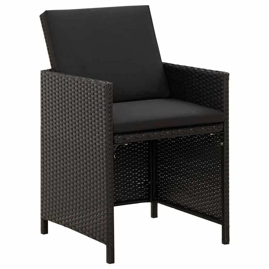 Chaises de jardin lot de 2 avec coussins Résine tressée Noir - 2