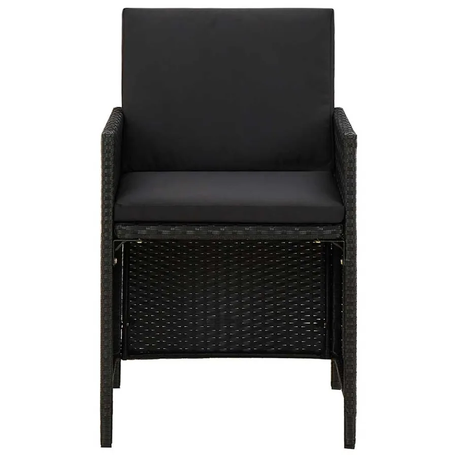 Chaises de jardin lot de 2 avec coussins Résine tressée Noir - 3