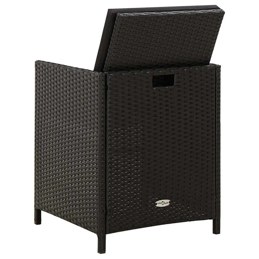 Chaises de jardin lot de 2 avec coussins Résine tressée Noir - 5