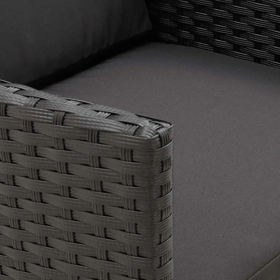Chaises de jardin lot de 2 avec coussins Résine tressée Noir - 8