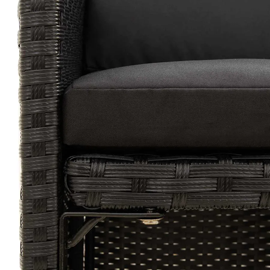 Chaises de jardin lot de 2 avec coussins Résine tressée Noir - 9