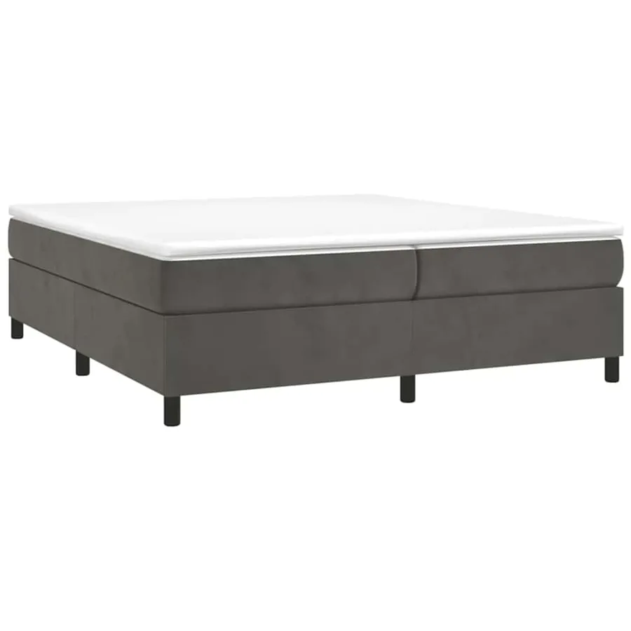 Sommier à lattes de lit et matelas Gris foncé 200x200cm Velours - 2