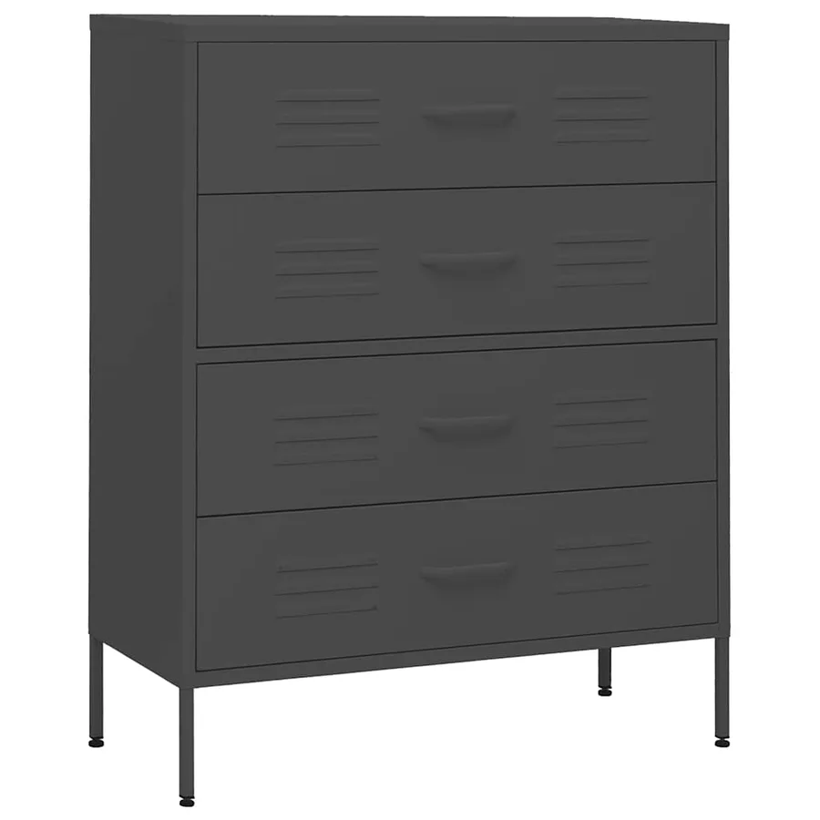 Commode Anthracite 80x35x101,5 cm Acier - 2
