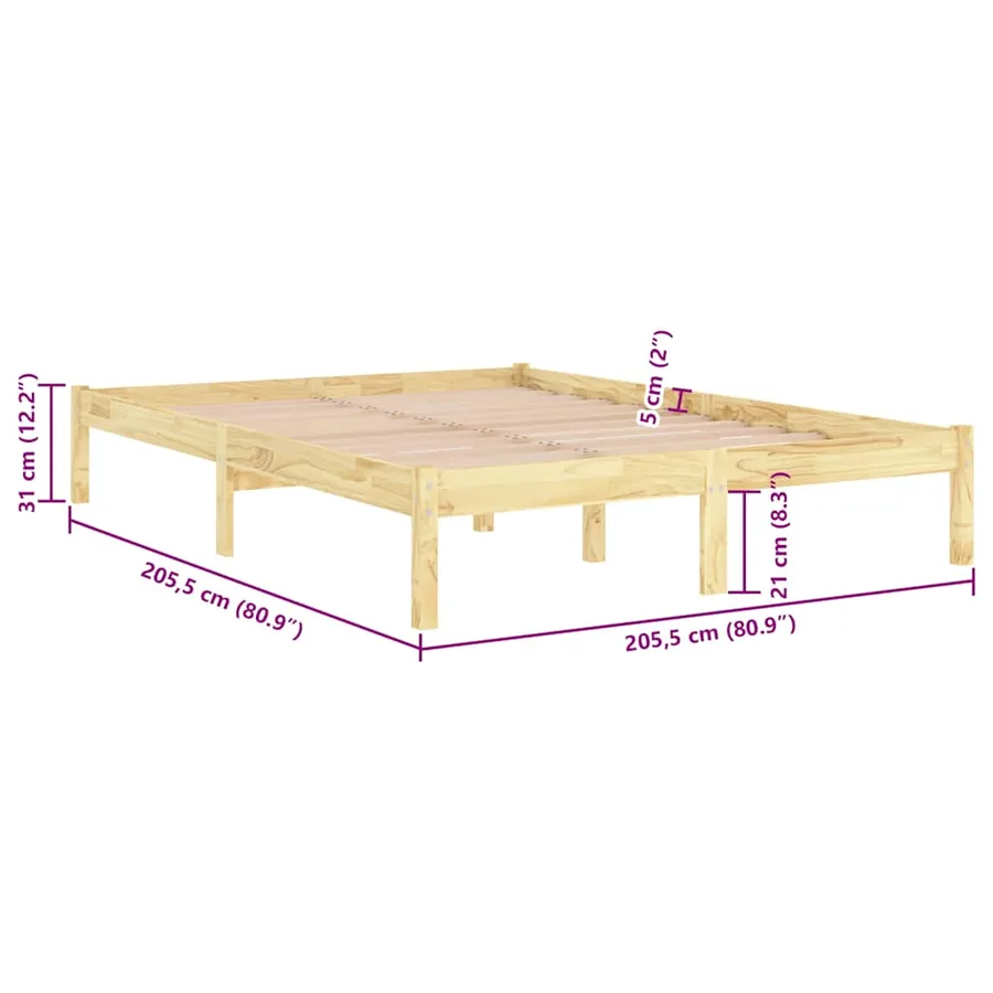 Cadre de lit sans matelas bois massif 200x200 cm - 8