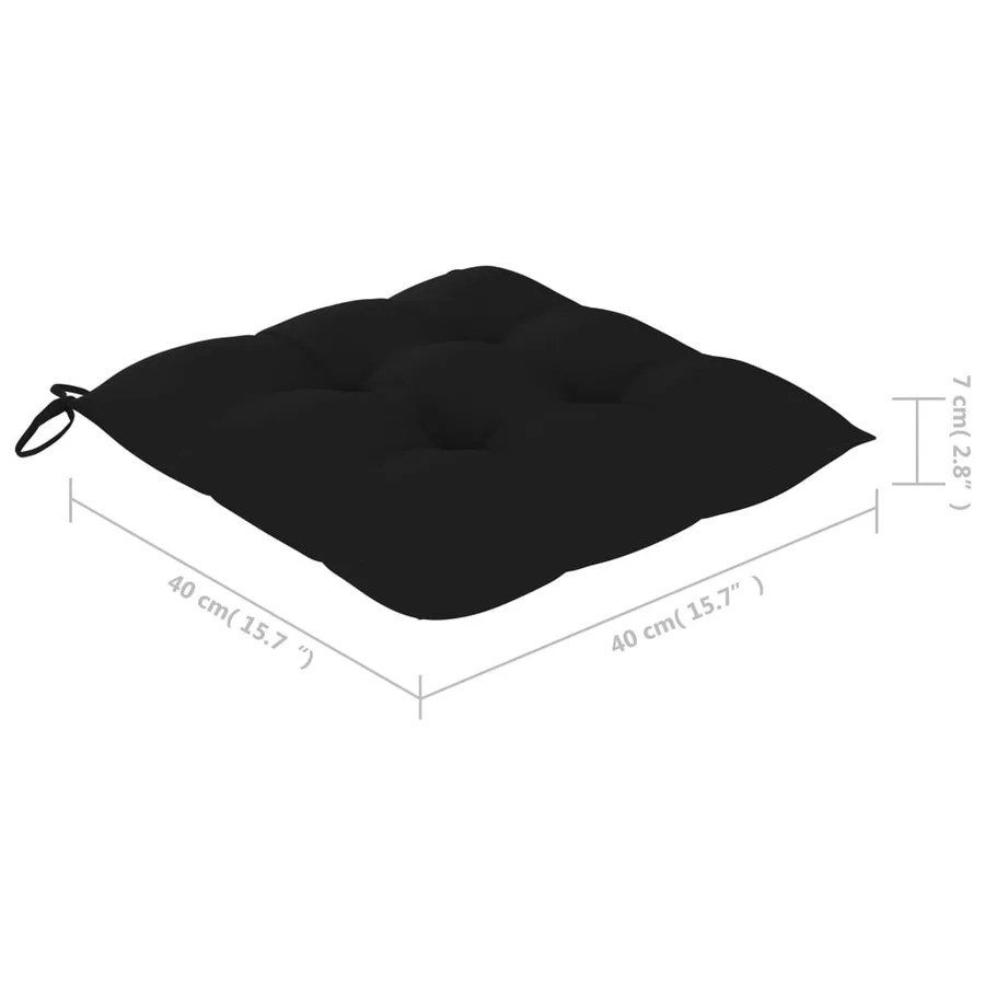 Ensemble de bistro 3 pcs avec coussins noir Bois de teck massif - 19