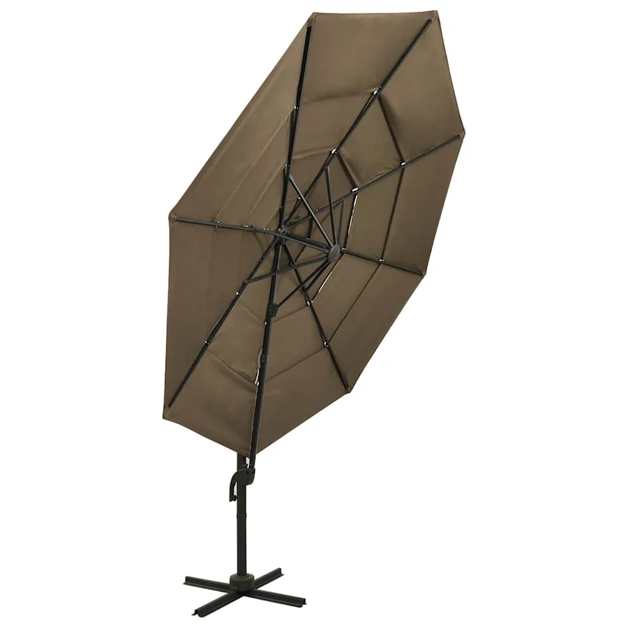 Parasol de jardin à 4 niveaux avec mât en aluminium taupe 3x3 m - 3