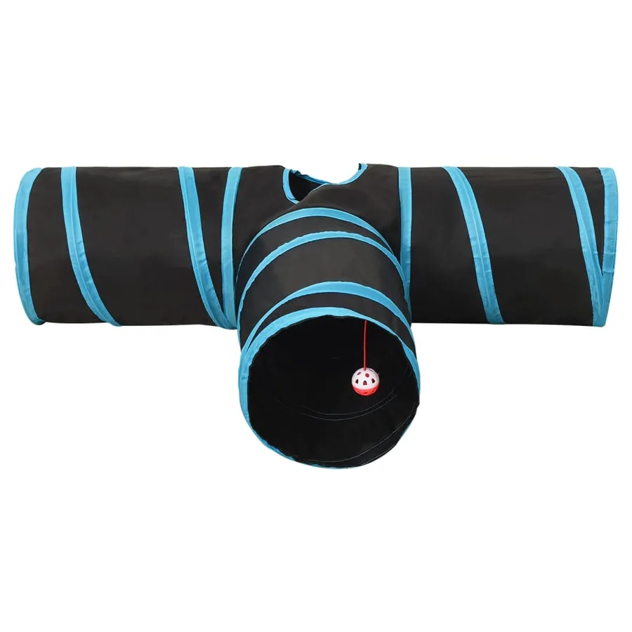 Tunnel pour chats à 3 voies Noir et bleu 90 cm Polyester - 3