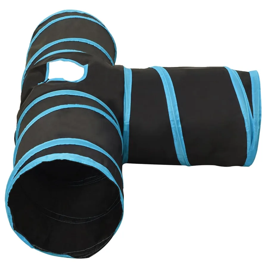 Tunnel pour chats à 3 voies Noir et bleu 90 cm Polyester - 4