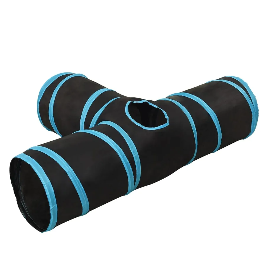 Tunnel pour chats à 3 voies Noir et bleu 90 cm Polyester - 5