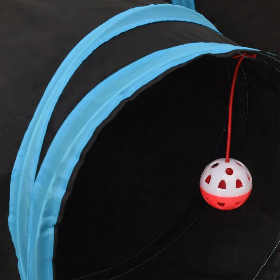 Tunnel pour chats à 3 voies Noir et bleu 90 cm Polyester - 7