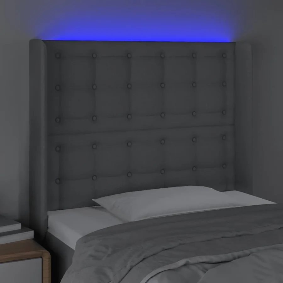 Tête de lit à LED Gris clair 93x16x118/128 cm Tissu - 4