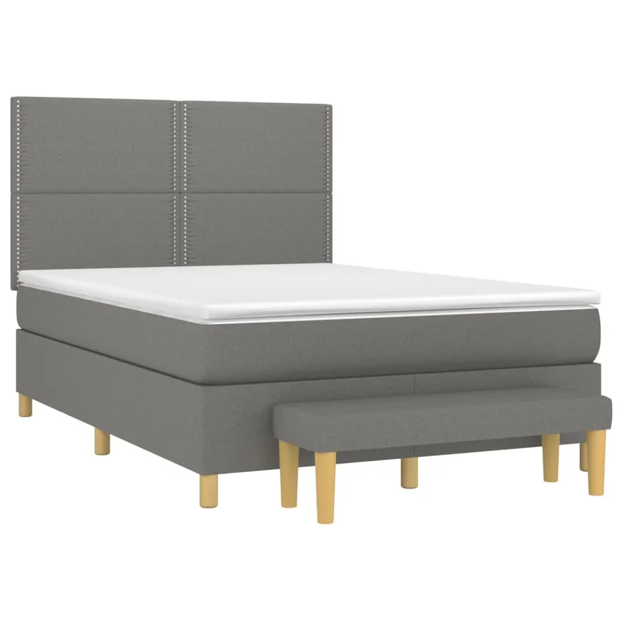 Sommier à lattes de lit avec matelas Gris foncé 140x190cm Tissu - 3