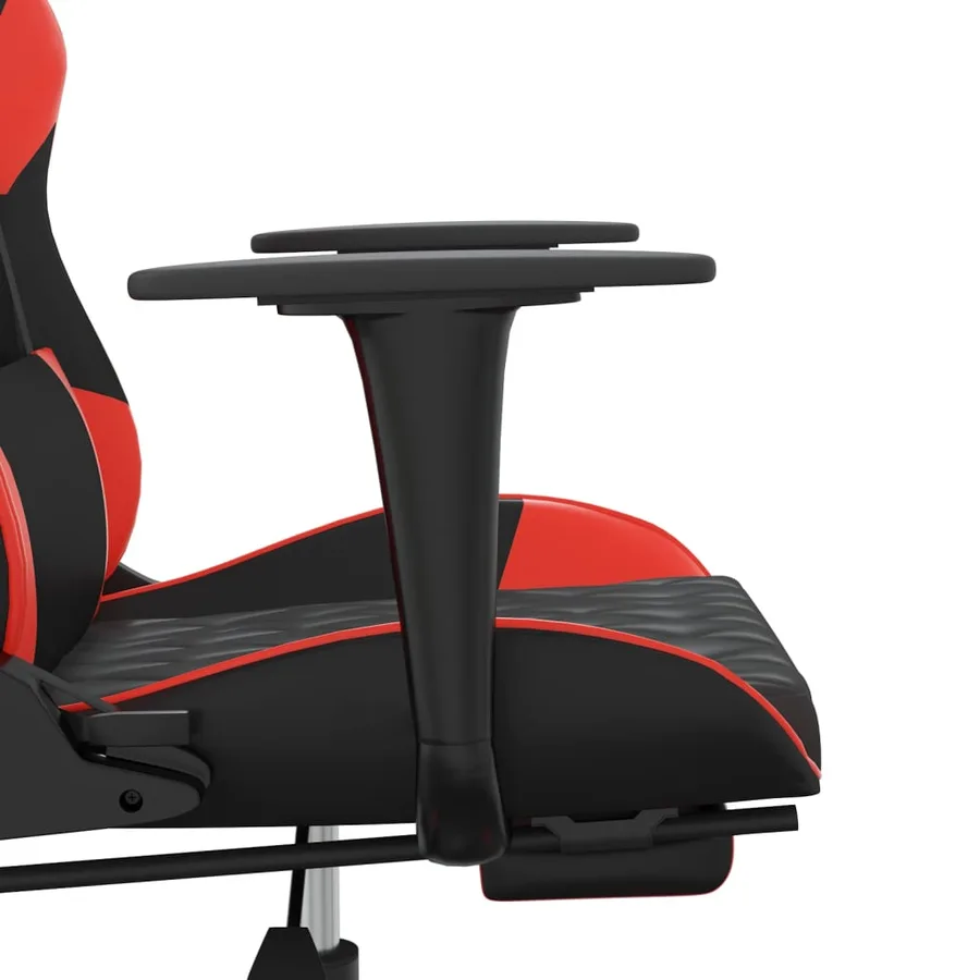 Chaise de jeu avec repose-pied Noir et rouge Similicuir - 10