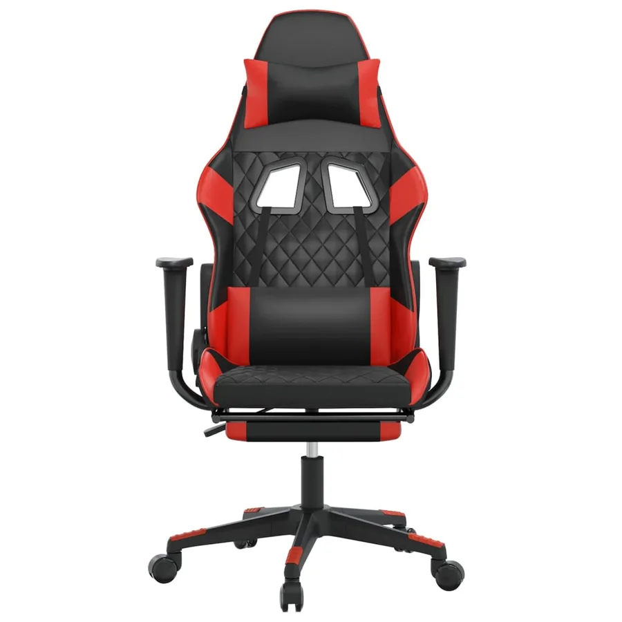Chaise de jeu avec repose-pied Noir et rouge Similicuir - 3
