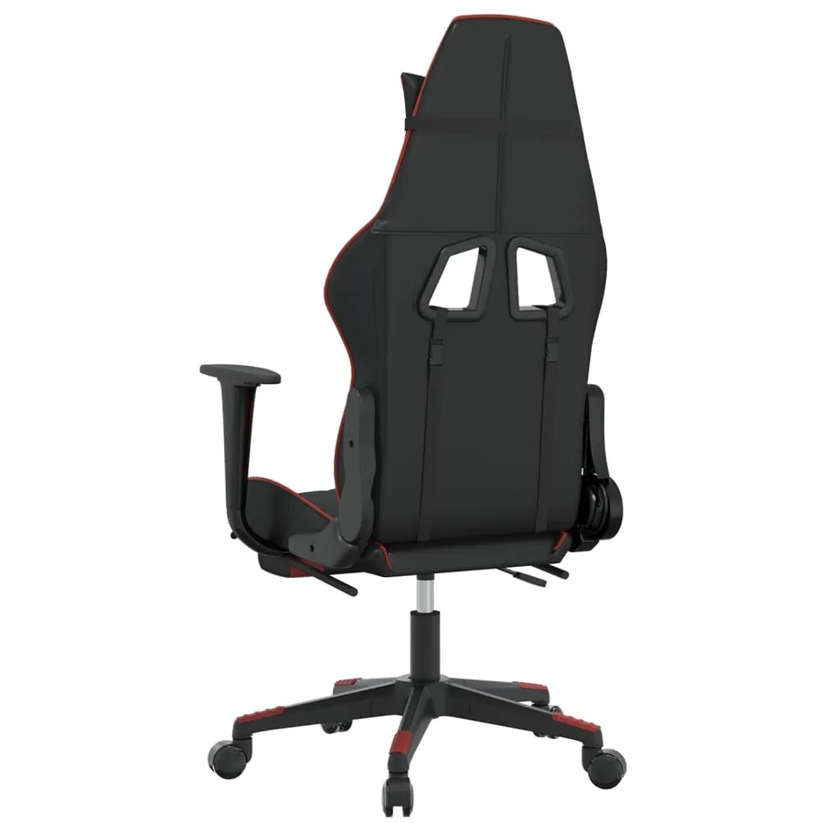 Chaise de jeu avec repose-pied Noir et rouge Similicuir - 5