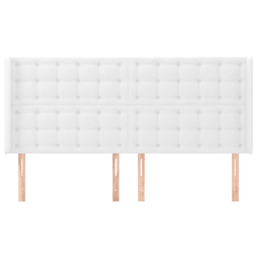 Tête de lit avec oreilles Blanc 203x16x118/128 cm Similicuir - 3