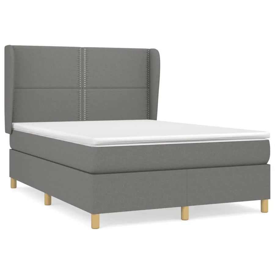 Sommier à lattes de lit avec matelas Gris foncé 140x200cm Tissu - 2