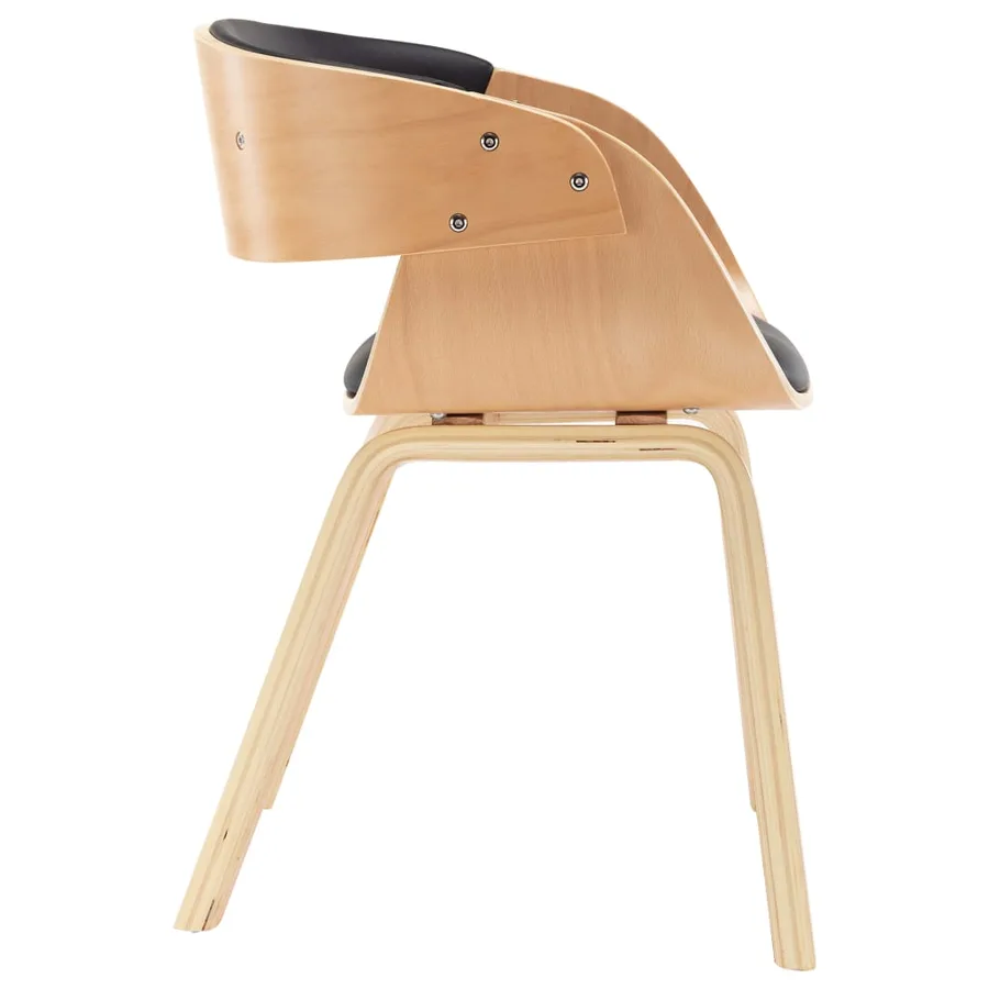 Chaises à manger lot de 2 noir bois courbé et similicuir - 4