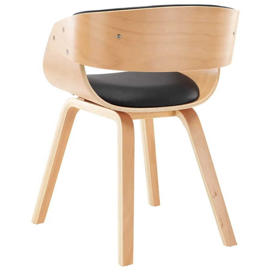 Chaises à manger lot de 2 noir bois courbé et similicuir - 5