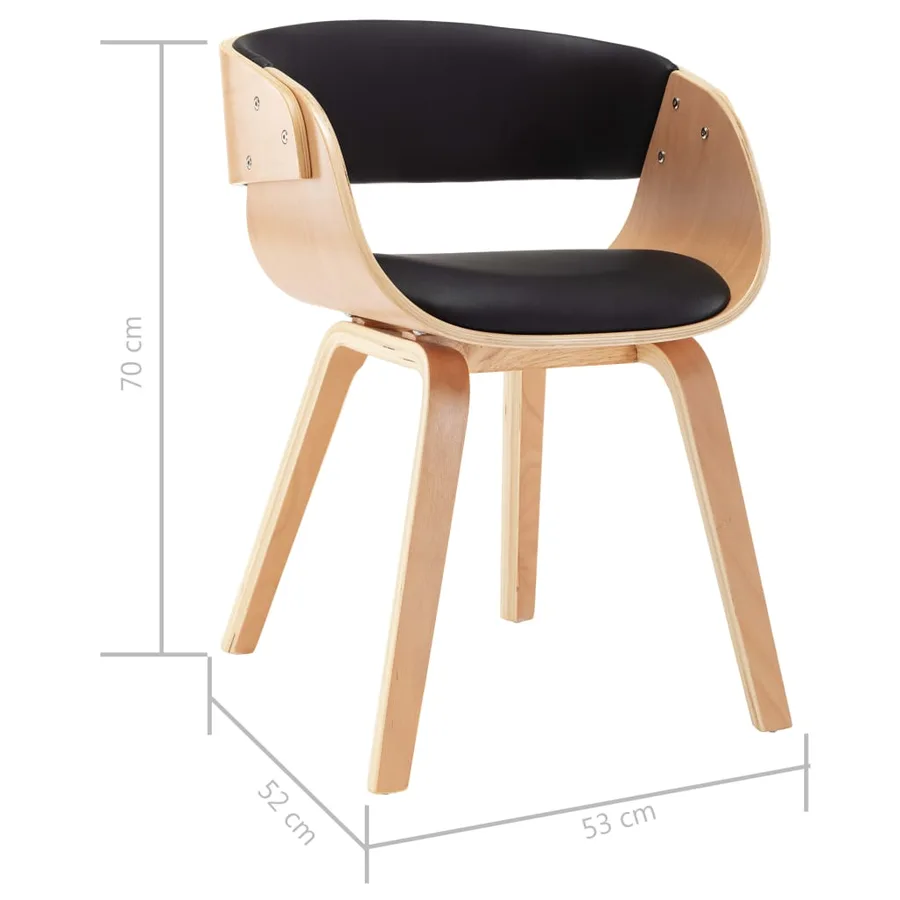Chaises à manger lot de 2 noir bois courbé et similicuir - 7