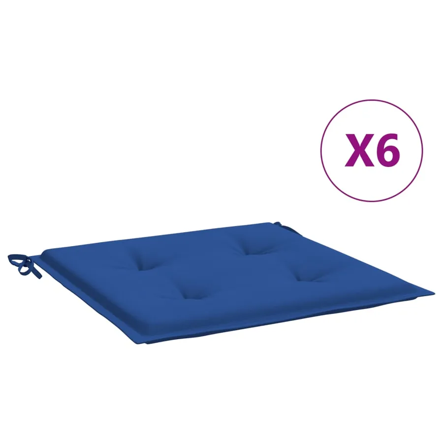 Coussins de chaise de jardin lot de 6 bleu royal 50x50x4 cm - 2