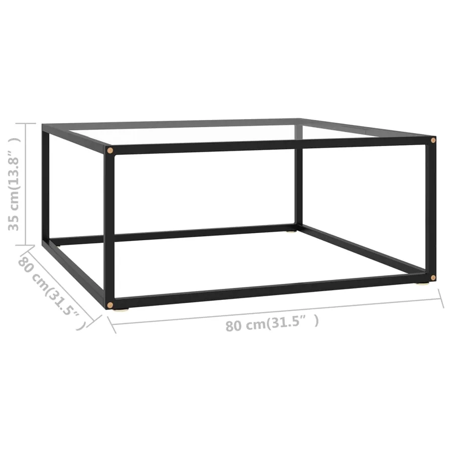 Table basse Noir avec verre trempé 80x80x35 cm - 5