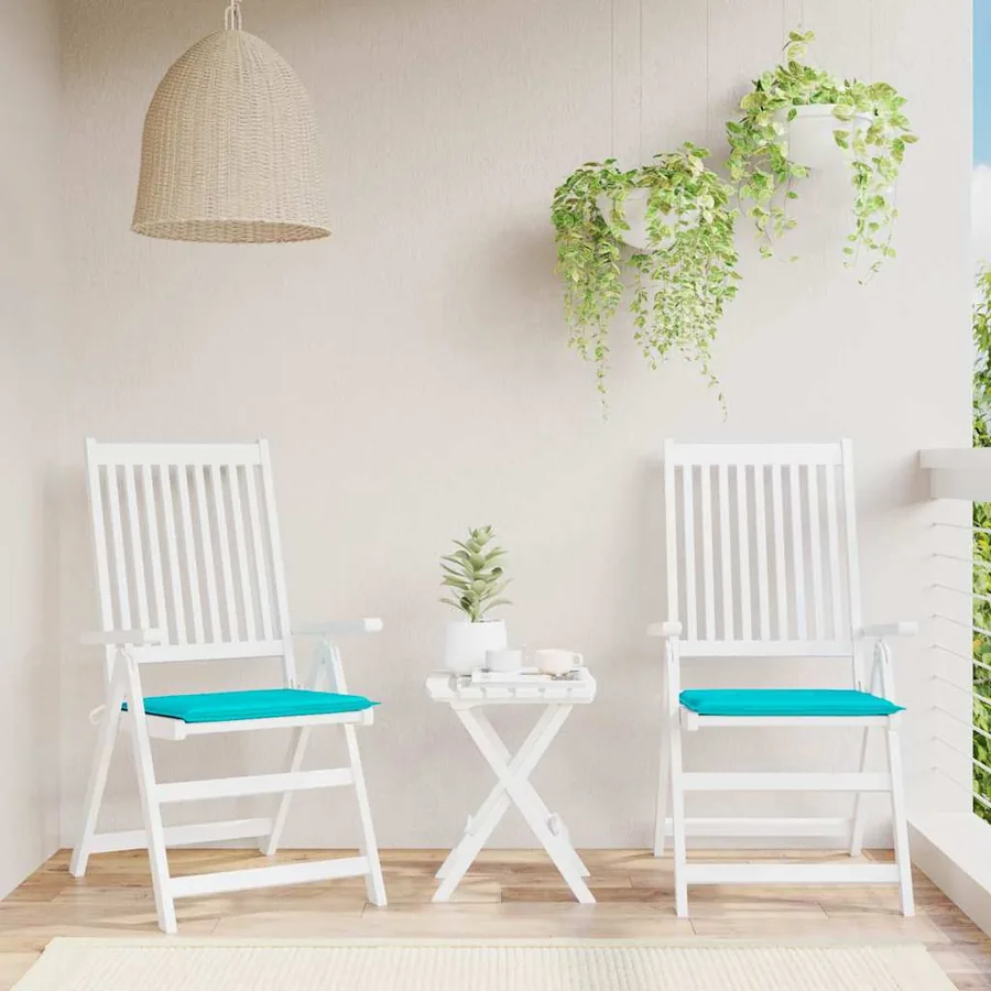 Coussins de chaise de jardin lot de 2 turquoise 40x40x4cm tissu