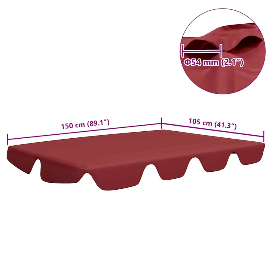 Toit de rechange balançoire bordeaux 150/130x105/70 cm - 7