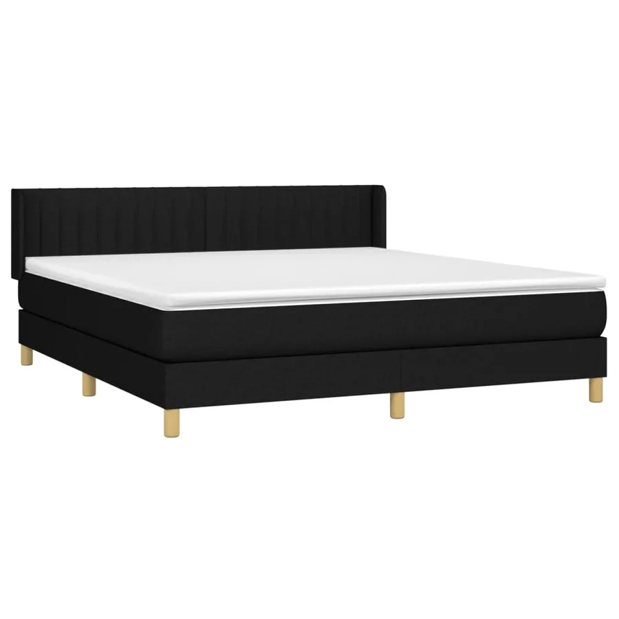 Sommier à lattes de lit avec matelas Noir 160x200 cm Tissu - 3