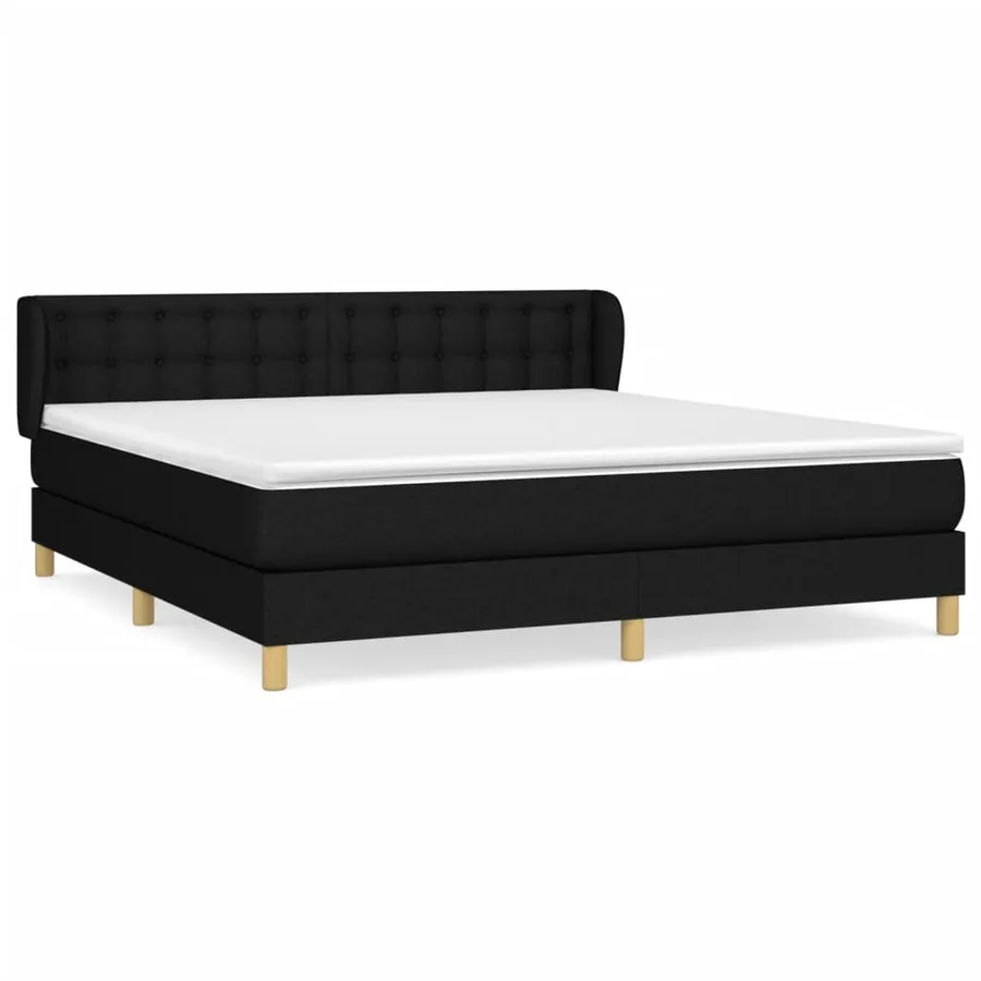 Sommier à lattes de lit avec matelas Noir 160x200 cm Tissu - 2