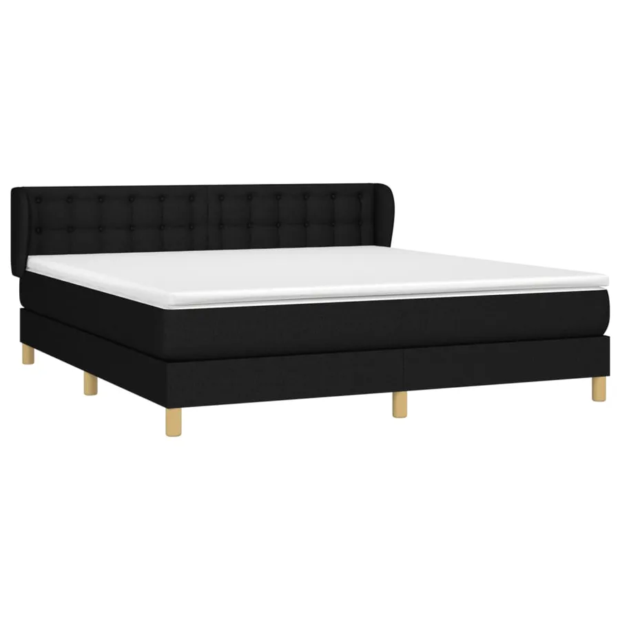 Sommier à lattes de lit avec matelas Noir 160x200 cm Tissu - 3