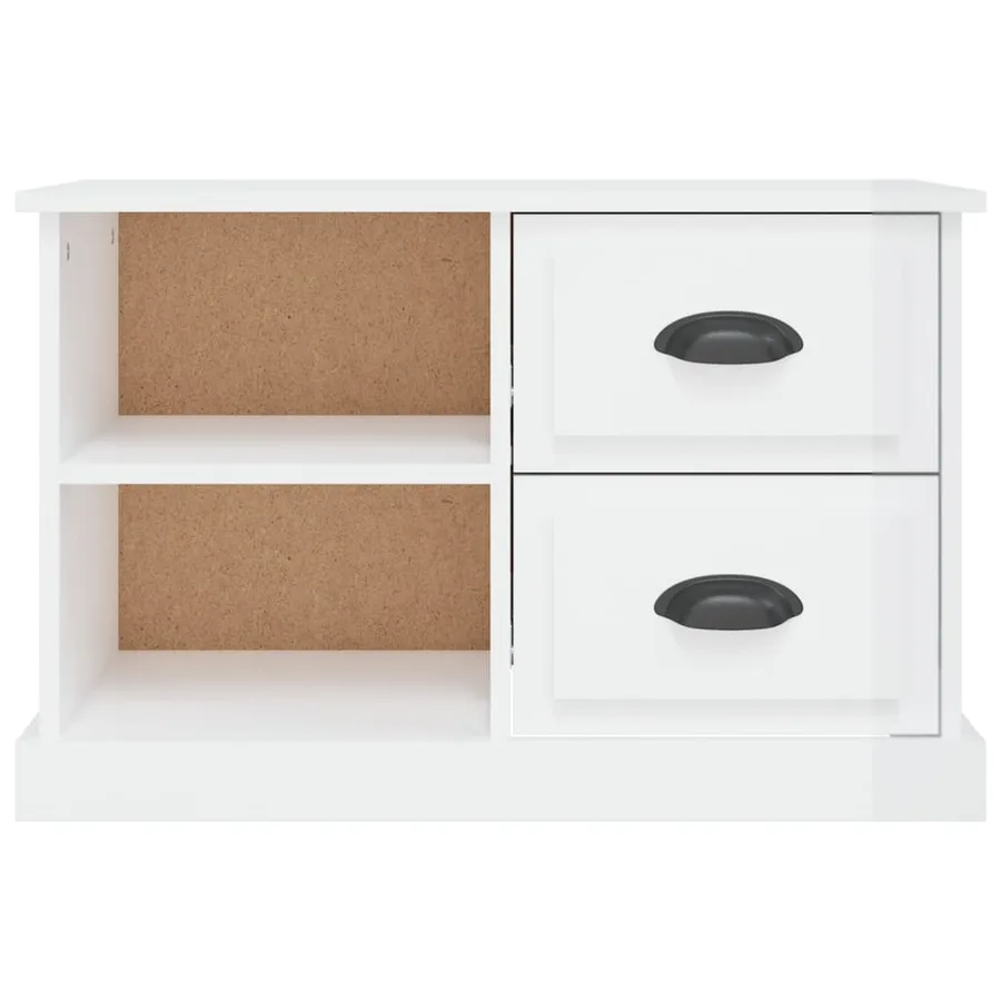 Meuble TV blanc brillant 73x35,5x47,5 cm bois d'ingénierie - 6