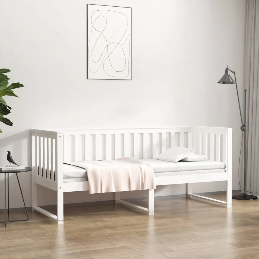 Lit de jour sans matelas blanc 80x200 cm bois de pin massif