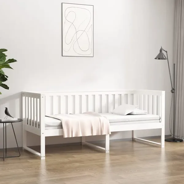 Lit de jour sans matelas blanc 80x200 cm bois de pin massif