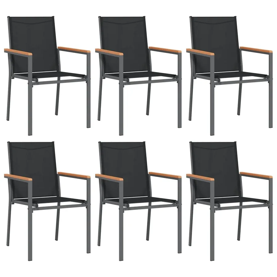 Ensemble à manger de jardin 7 pcs noir textilène et acier - 4