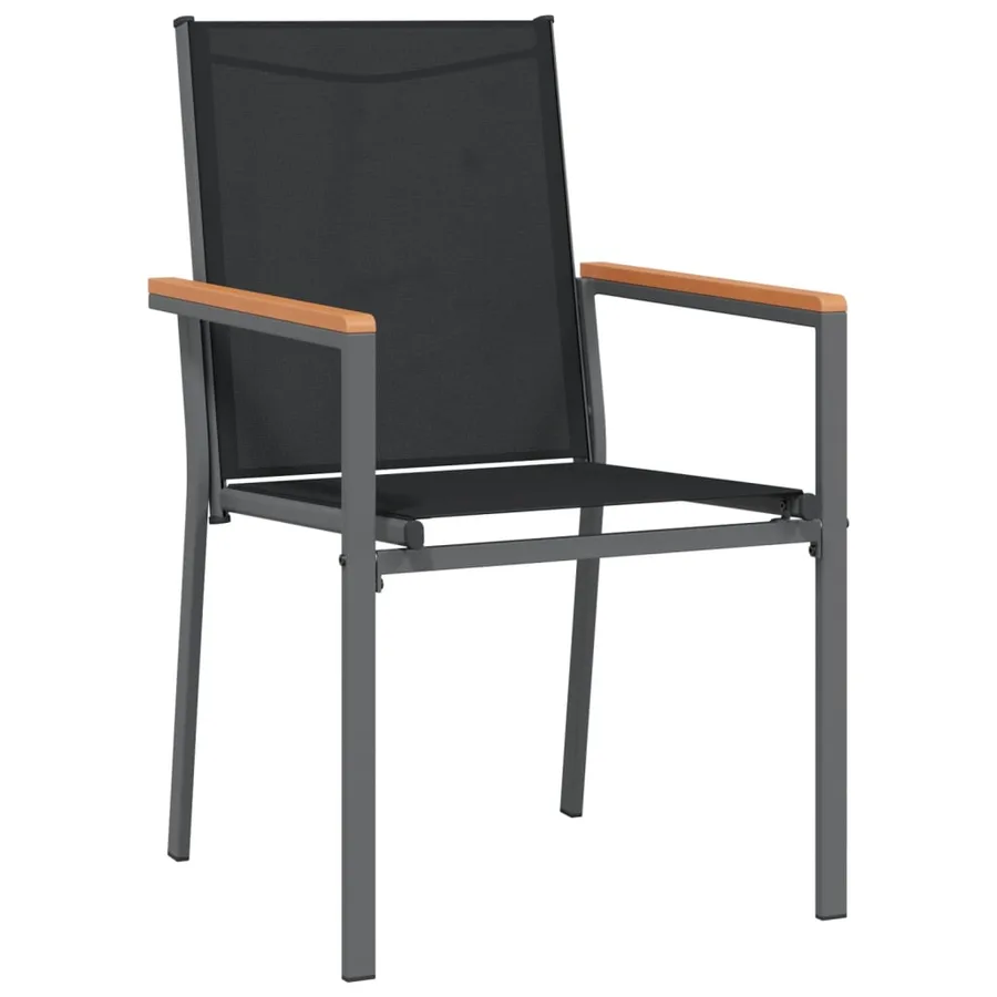 Ensemble à manger de jardin 7 pcs noir textilène et acier - 5