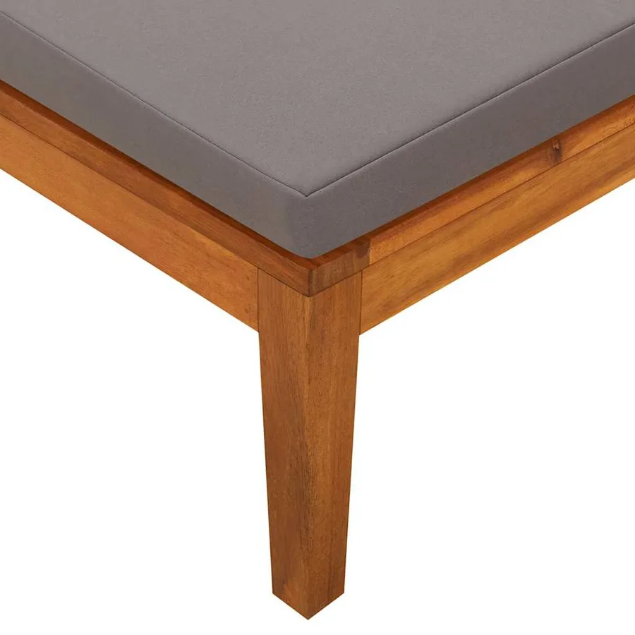 Chaise longue avec coussins gris foncé Bois d'acacia solide - 9