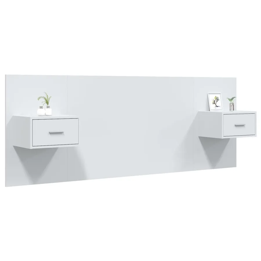 Tête de lit avec armoires Blanc Bois d'ingénierie - 3
